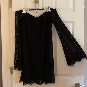 Black Lace off the shoulder mini dress